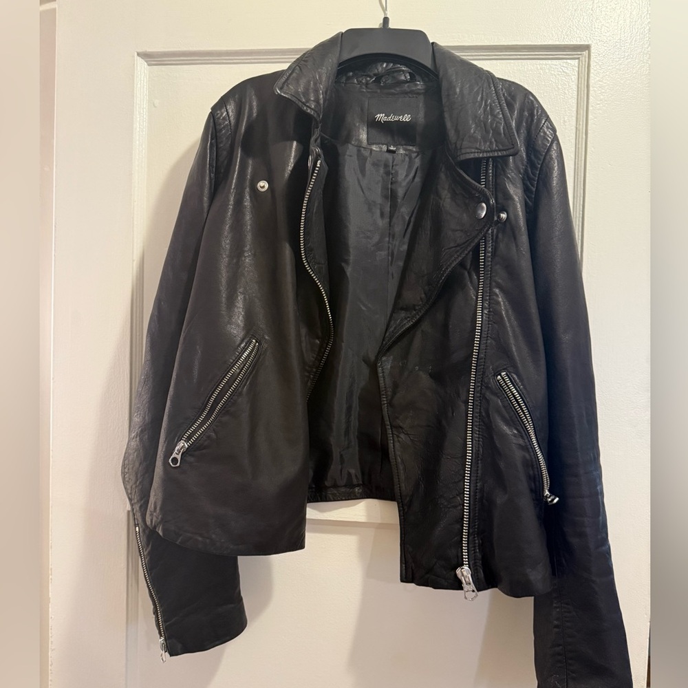 Madewell Lamb’s Leather Moto Jacket - Size L